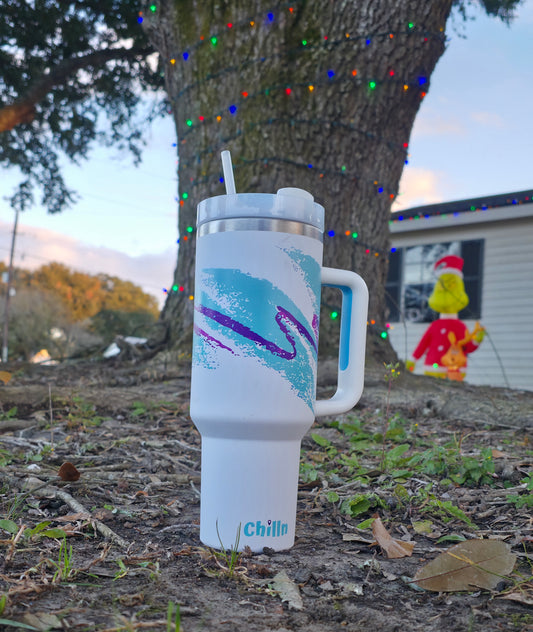 40oz Turquoise Retro Stainless Tumbler- 90s Style insulated Cup