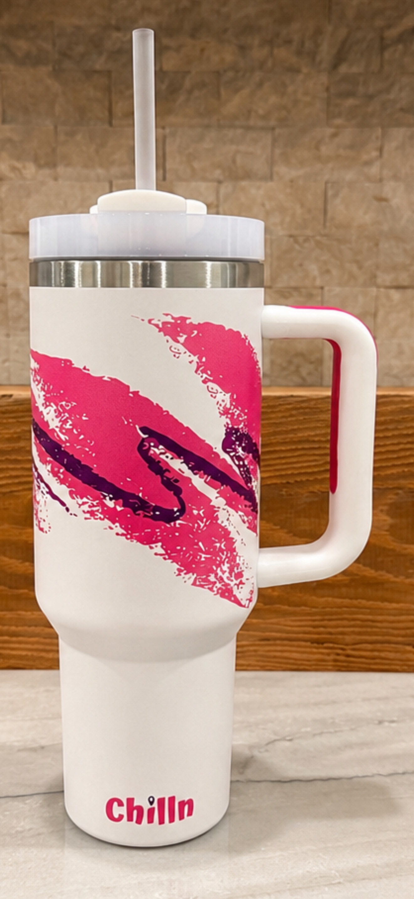 40oz Pink Retro Stainless Tumbler - 90s Style insulated Cup