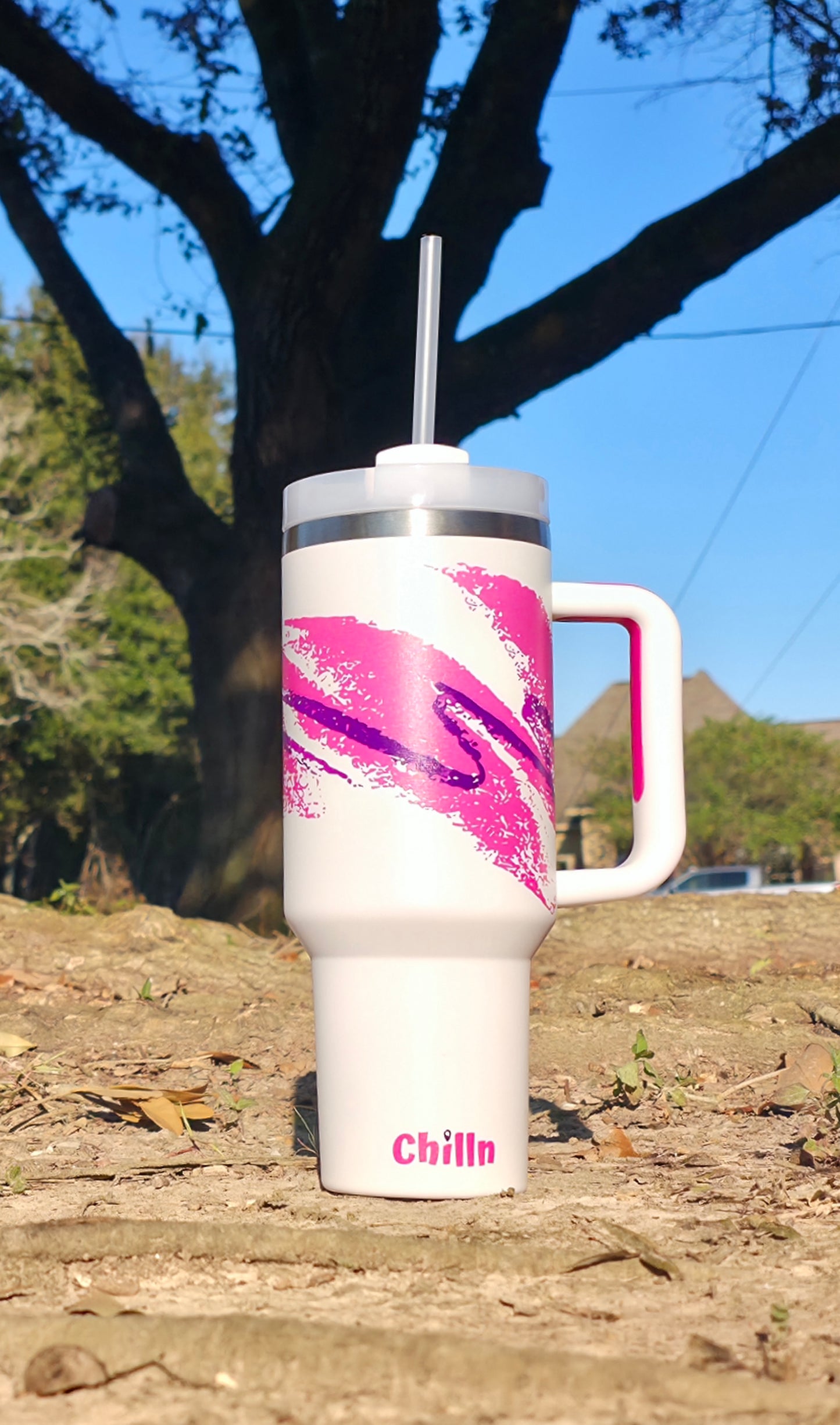 40oz Pink Retro Stainless Tumbler - 90s Style insulated Cup