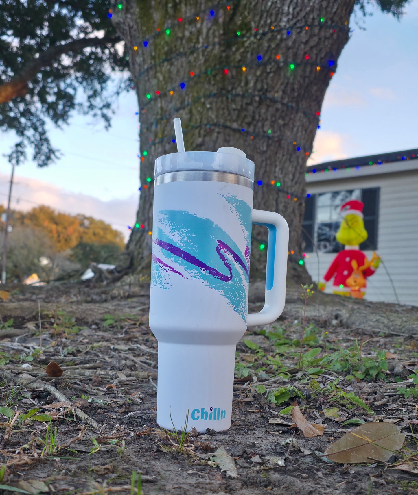 40oz Turquoise Retro Stainless Tumbler- 90s Style insulated Cup