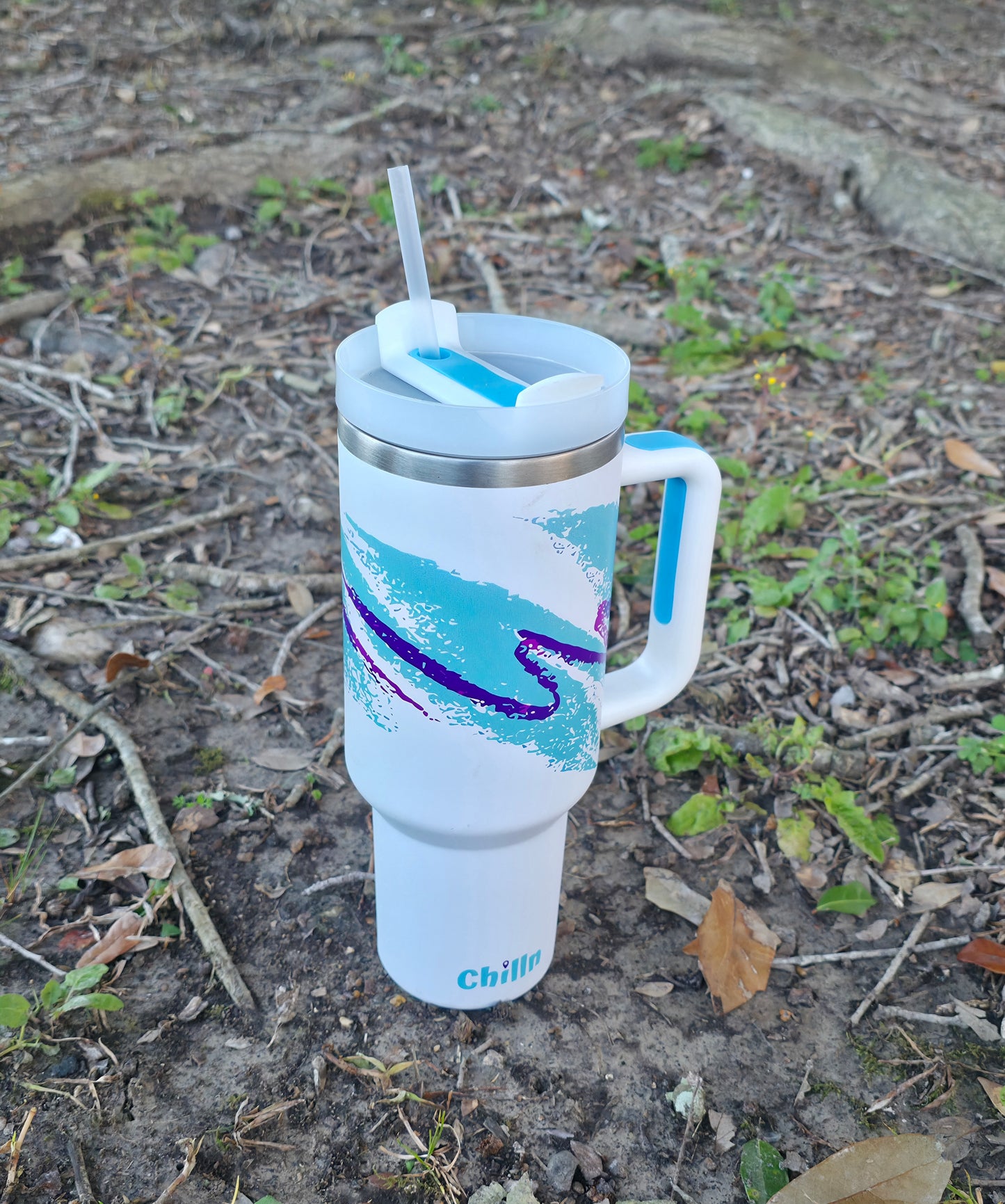 40oz Turquoise Retro Stainless Tumbler- 90s Style insulated Cup