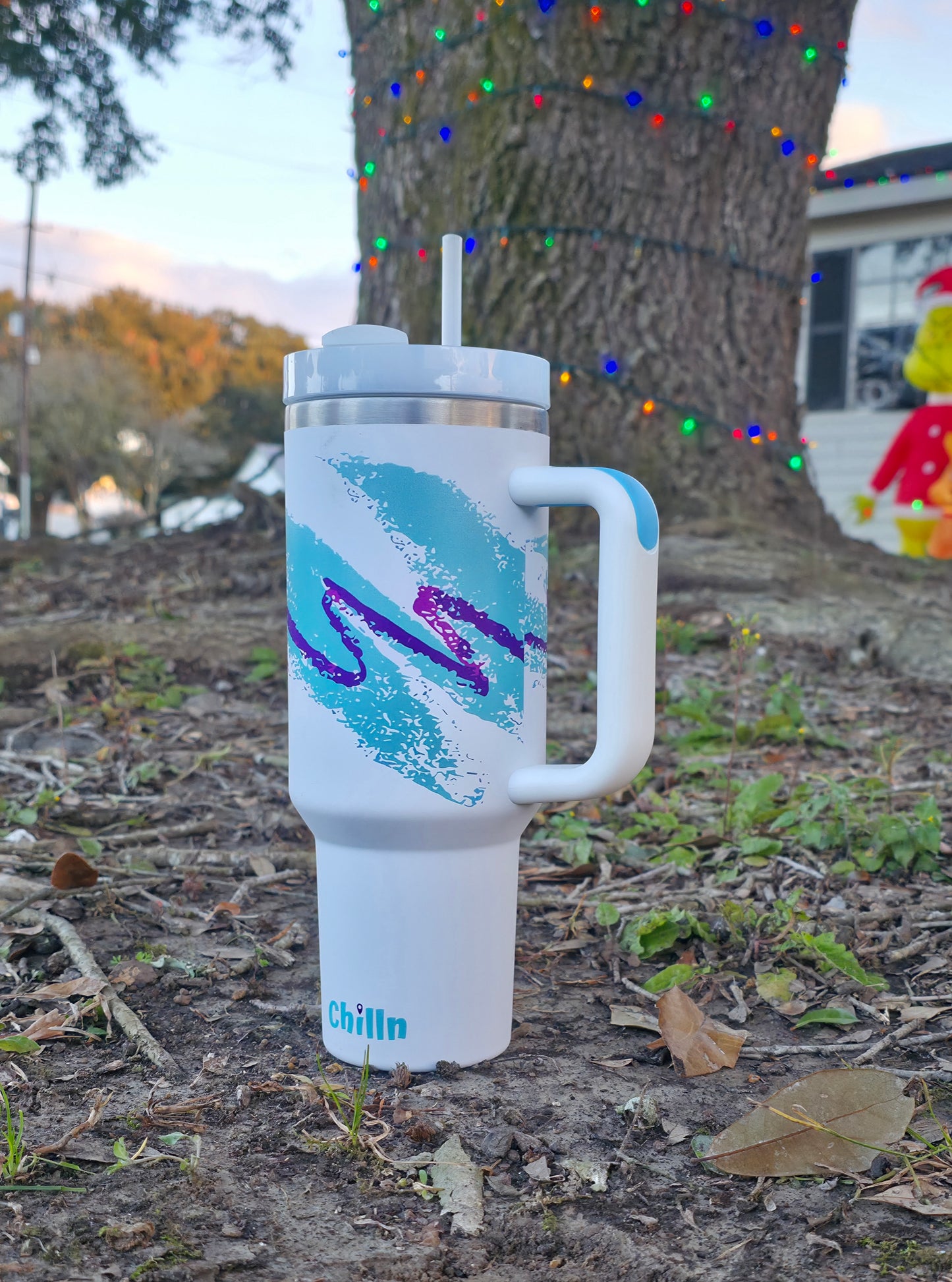 40oz Turquoise Retro Stainless Tumbler- 90s Style insulated Cup