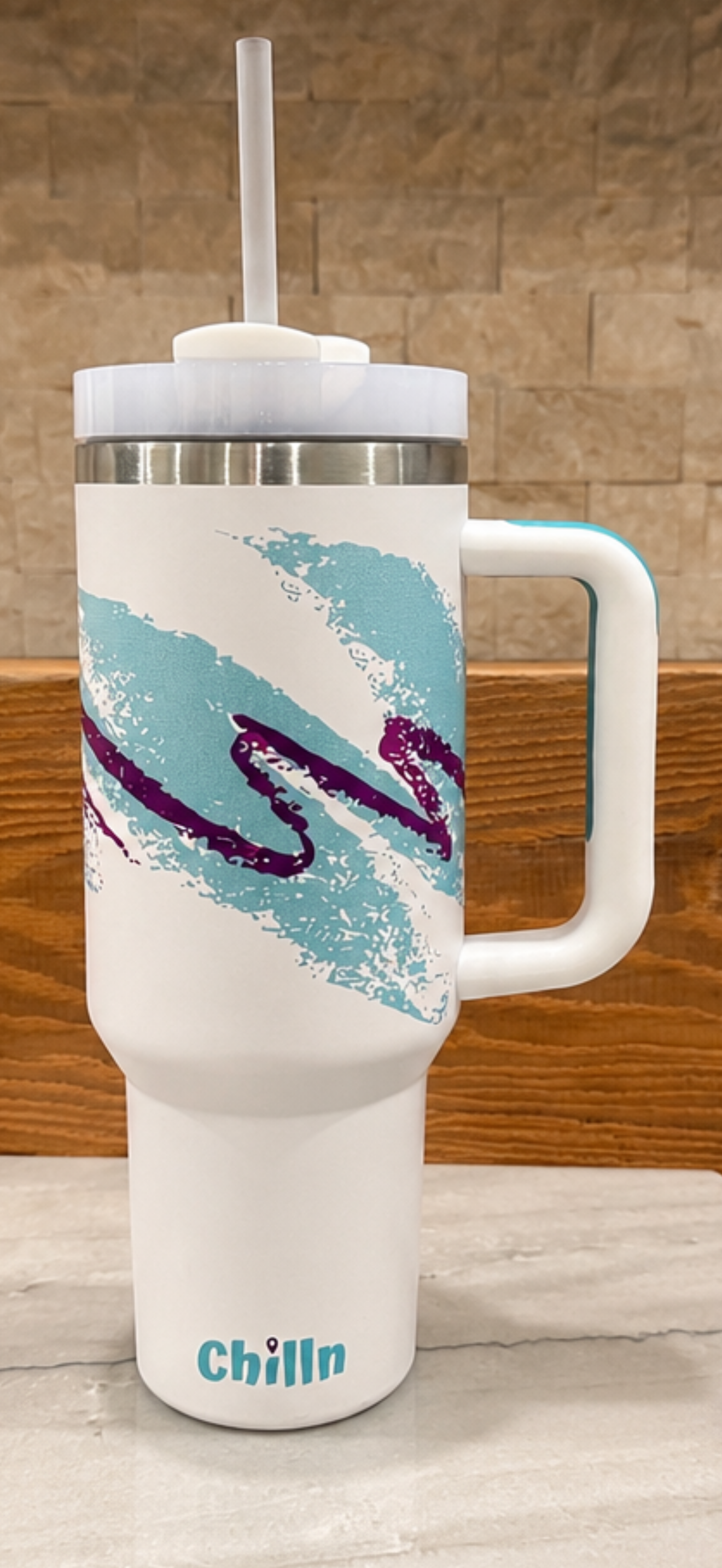 40oz Turquoise Retro Stainless Tumbler- 90s Style insulated Cup