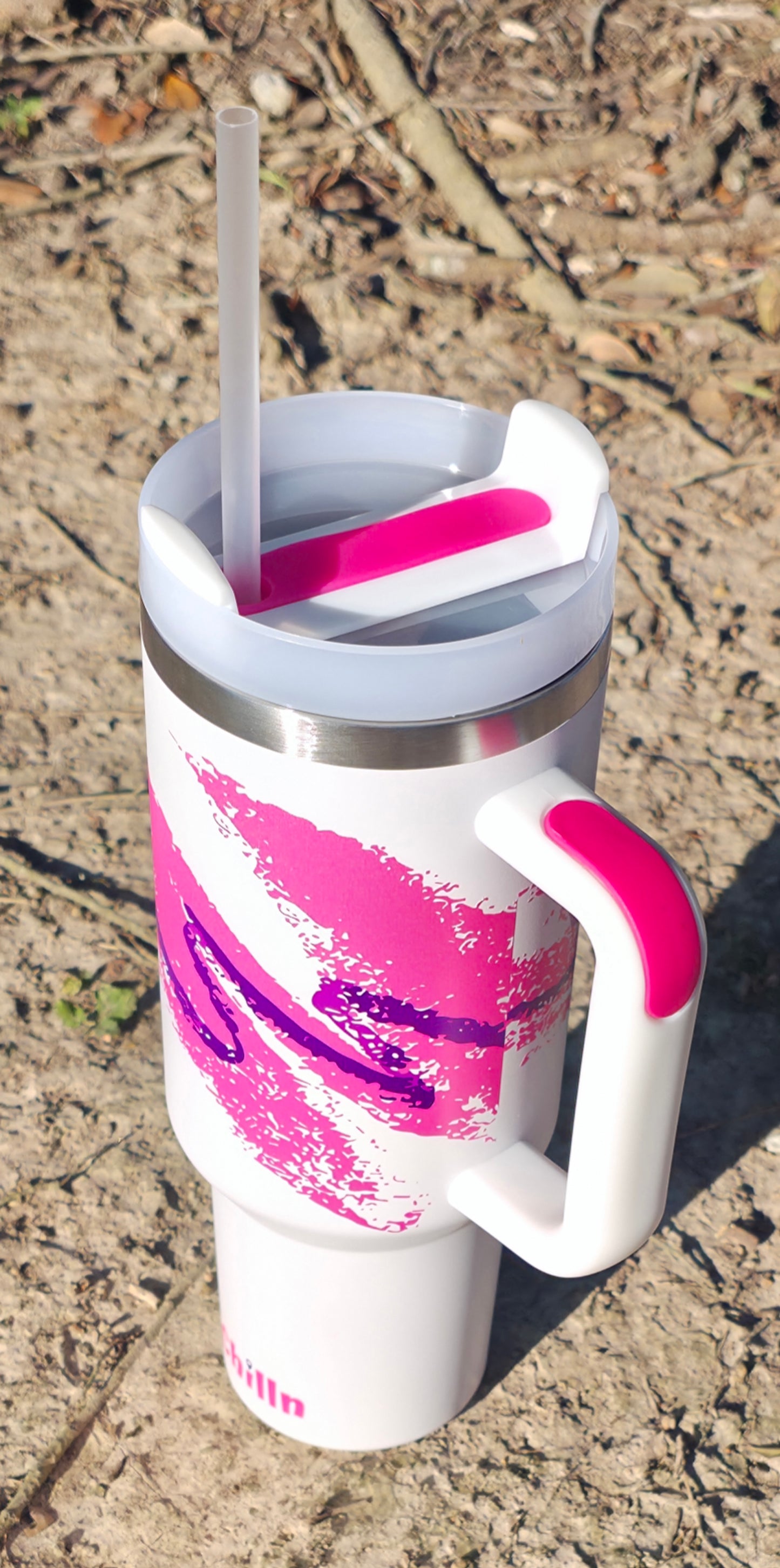 40oz Pink Retro Stainless Tumbler - 90s Style insulated Cup